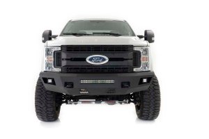 Ford F-350 Super Duty Front Bumper - Rough Country - LED Bumper with Cube and Light Bar - Flat Black - '17-'22 Ford F-350 Super Duty Front Bumper - Rough Country - LED Bumper with Cube and Light Bar - Flat Black - '17-'22
